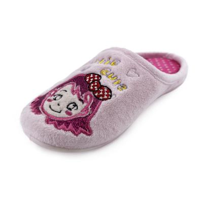 China Anti-slip Heart Embroider Cute Pattern Women Soft Plush TPR Outsole Home Slipper for sale