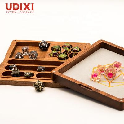 China Beech Udixi Sapele Square Wooden Dice Box For Dice Games RPG DND Candy Storage Dice Case for sale