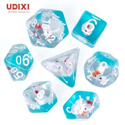 China Resin Udixi polyhedron plastic dungeons and dragons custom resin RPG dnd d&d dice xmas duck set blue for sale