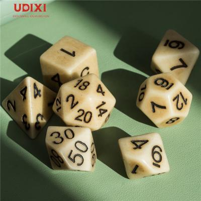 China Resin Udixi Brown Imitation Stone Resin DND RPG Polyhedral Dungeons and Dragons Carve Set for sale