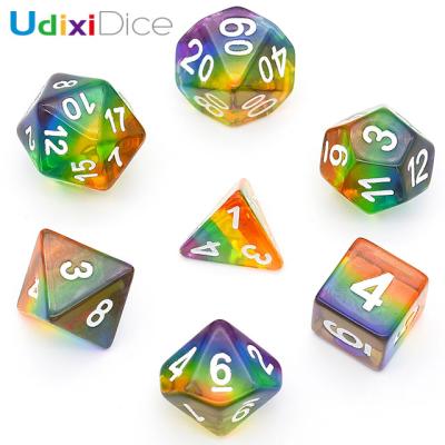 China Custom Layer Rainbow Polyhedral D20 Dies for D&D RPG RLA Game for sale