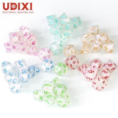 China Glitter Acrylic White Dies With Polyhedral Acrylic Dies DND RPG MTG Dungeons And Dragons Different In Color Die Cut Set for sale