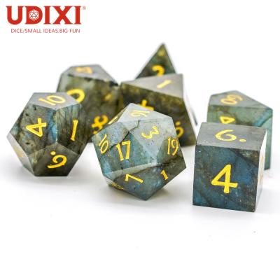 China Labradorite Gemstone Udixi Labradorite Gemstone Carve Polyhedral DND Dies For Dungeons And Dragons for sale