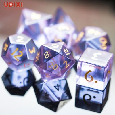 China Udixi Gemstone Dice DND RPG Glass Purple Glass Dice Set For Dungeons And Dragons for sale