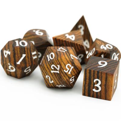 China Udixi DND RPG Wooden Dice Polyhedral Set for Dungeons and Dragons Black Stripe for sale