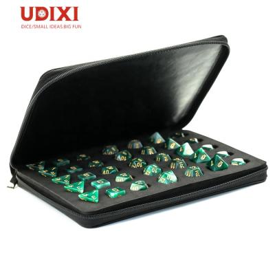 China PU Leather Udixi Leather Custom Dice Bag 5 Sets DND Dice Rack RPG Zipper Dice Bag for sale