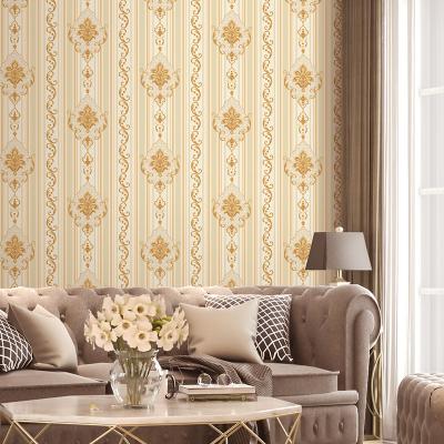 China EUROPEAN classic damask and stripes design waterproof PVC wallpaper for bedroom decoration for sale