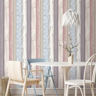 China Mid Century Vintage Panel Design Vinyl Wallpaper Living Room Wood Wallpaper for sale