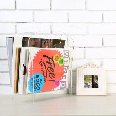 China Morden Luxury Hot Selling Newspapers Magazine Acrylic Clear Materials Tabletop Storage Acrylic Clear Books Racks Rack for sale