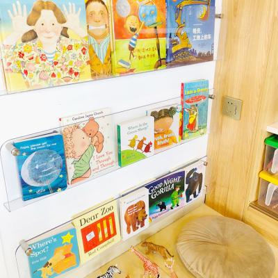 China Viable Hot Selling Acrylic Book Shelves For Living Room School Library Wall Mounted Book Shelves For Kids Room for sale