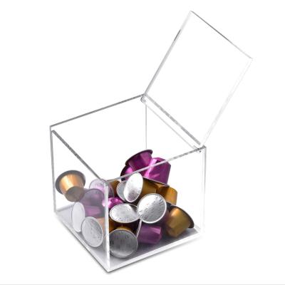 China square acrylic transparent coffee capsule box with lid tea box organizer WI185 for sale