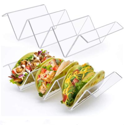 China Transparent Taco Holder Kitchen Taco Stand Acrylic Viable Desktop Stand Tray for sale