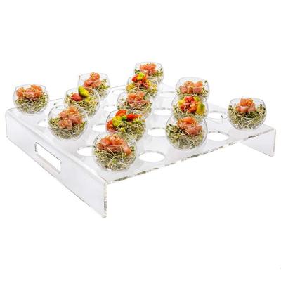 China Rectangular Clear Acrylic Dining Utensils Dessert Serving Tray With Handles Trays FH754 for sale