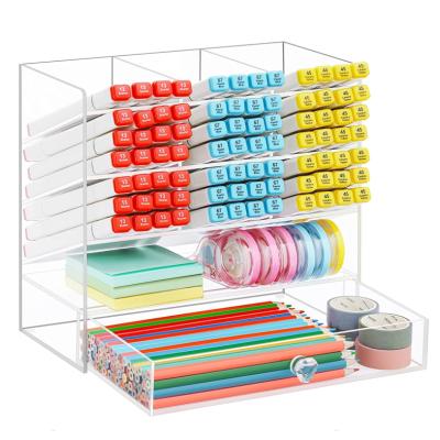 China Morden Luxury 5 Tiers Size And Color Acrylic Transparent Custom Desktop Organizer Pen Storage Box for sale