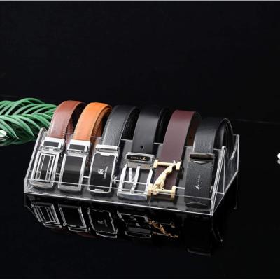 China Home Use Belt Organizer 6 Compartments Acrylic Belt Store Display Rack Home Use Belt Organizer SD423 for sale