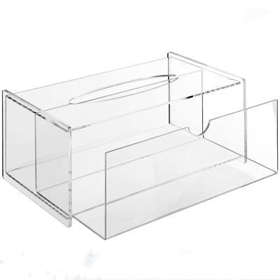 China Morden Acrylic Clear Rectangular Box Lid Towel Box Luxury Hot Selling Good Quality Tissue Face Cloth for sale