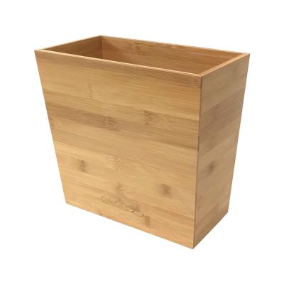 China Customized Bamboo Rectangular Sanitary Bin Sustainable Office Household Waste Basket 10.5