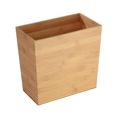 China Viable Rectangular Bamboo Waste Bin Waste Bin Basket Waste Bin For Bathroom, Bedroom, Office And Home for sale