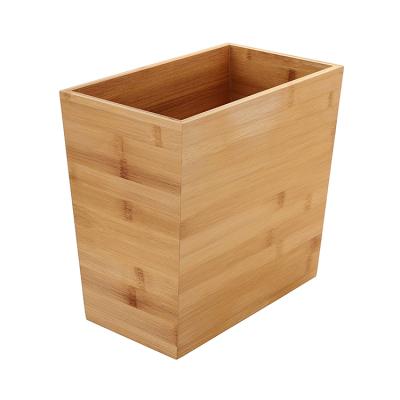 China Largest Viable Smart Bamboo Wooden Waste Bin Dust Bin Desktop Bin Waste Container for sale