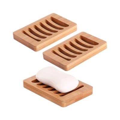 China Customized Sustainable Reusable Durable Bamboo Wooden Soap Dish Holder For Bathroom Sink Shower Kitchen for sale