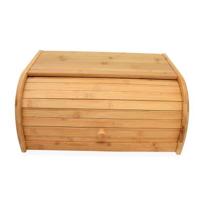 China Natural Luxury Bamboo Freshness Storage Cylinder Desktop Bread Box Countertop Kitchen Food Storage Box for sale