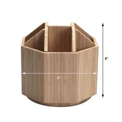 China Sustainable Round Bamboo Spice Rack Kitchen Countertop Cutlery Rotating Turntable For Storage And Display for sale