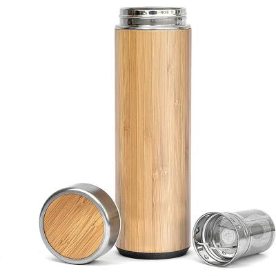 China BPA Free Disposable Promotional Bamboo Thermos Steel Tea Mugs Travel Coffee Mugs Custom Tumbler Bamboo Water Bottle for sale