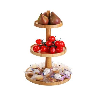 China Disposable Wooden 3 Tier Round Bamboo Cake Stand Cupcakes Display Stand For Buffet, Wedding, Birthday, Afternoon Tea for sale