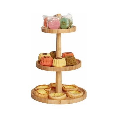 China Christmas Gift 3 Tier Disposable Cupcake Stand Wooden Cake Stand Dessert Display Dishes Tower for sale