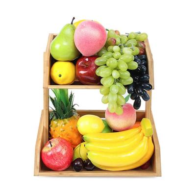 China Viable Bamboo Organizer Wooden Fruit Rack Restaurant Display Rack Kitchen for sale