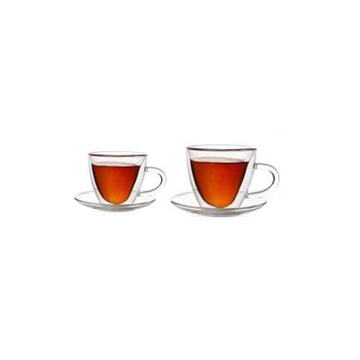 China Can Stand 180ml Hot Water China Supplier Custom Nordic Style Double Wall Glass Coffee Mug With Handle for sale