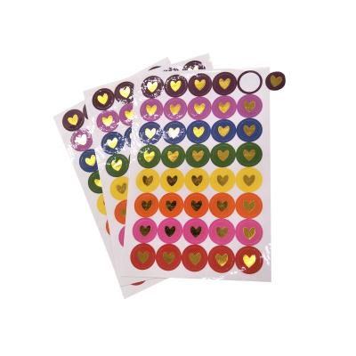 China Waterproof Colorful Print And Shiny Heart Shape Gold Foil Sticker Sheet Planners for sale