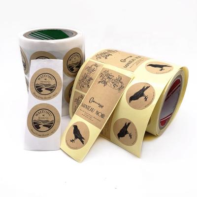 China Custom Waterproof Adhesive Kraft Paper Sticker With Printing Logo for sale