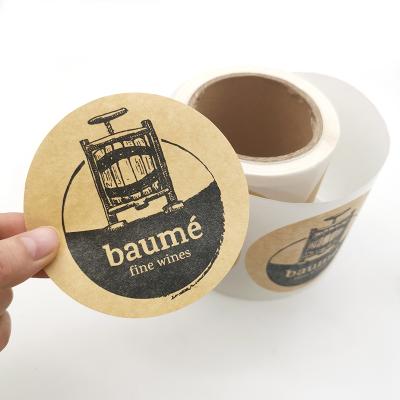 China Waterproof Custom Design Kraft Printing Label Roll Adhesive Label Packaging for sale