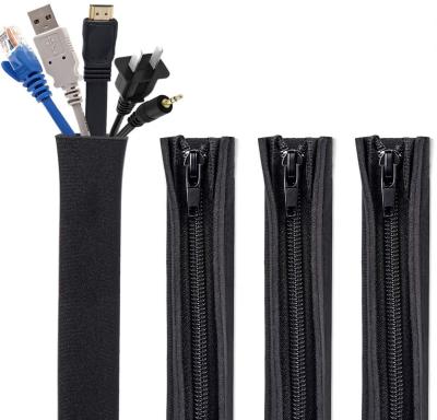 China Cutable Zipper Cable Sleeve Under Desk Neoprene Cable Management Sleeves Cable Management Tray for sale