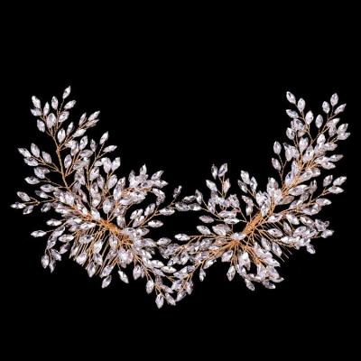 China Wedding Pearl Crystal Wedding Hair Comb for Flower Headpiece Women Bridal Hair Ornaments Bridal Hair Jewelry Hair Accessories for sale