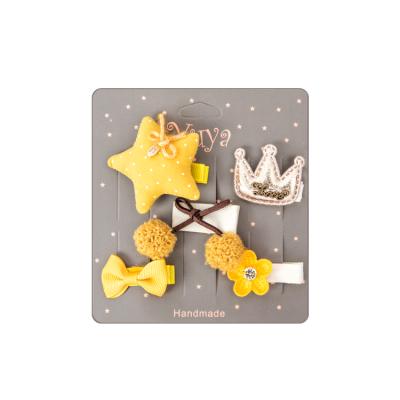 China Mixed Baby Kids Hair Clip Set 5pcs Baby Yellow Kids BB Clips Cute Bow Knots Hair Accessories Hold Clasp Clips Sets For Hairpin Set of children of girls for sale