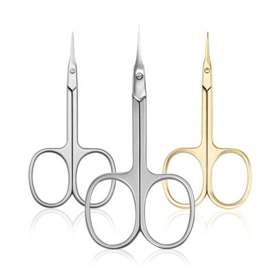 China Popular Makeup Tools Professional Wholesale Stainless Steel Manicure Eyebrow Eyelash Hair Nail Cuticle Curved Scissors for sale