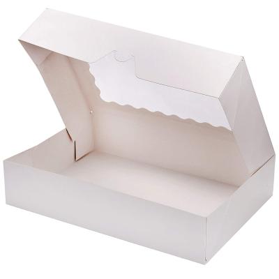 China Recyclable 12x8x2.5 Inch White Self-Automatic Muffins Cookie Packaging With Window Bakery Pies Cake Packaging Boxes for sale