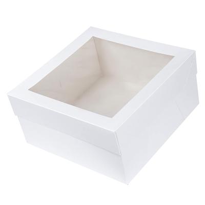 China Recyclable White Disposable Dessert Packaging With Window 12x 12x6 Inch Bakery Cake Boxes for sale