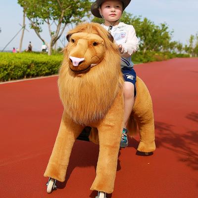 China Ride On Toy Stuffed Lion Walking Animal On Wheels Toy Riding Horse for sale