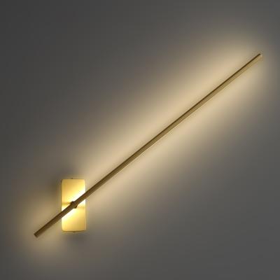 China Modern Nordic Luxury Indoor Home Gold Led Wall Lamp Long Wall Light Living Room Bedroom Gold Led Wall Lamp for sale