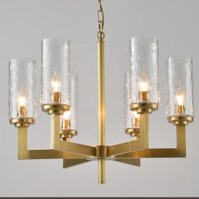 China Contemporary Modern Villa Pendant Lights Living Room Copper Gold Crystal Pendant Chandelier Glass Decor for sale