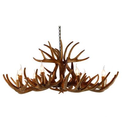 China Modern Nordic American Retro Bar Hanging Lights For Home Antler Chandelier Resin Pendant Lamp for sale