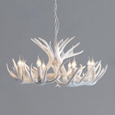 China Retro Vintage Modern American Style Resin Deer Horn Lamps Antlers Chandelier For Home for sale