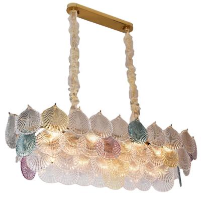 China Contemporary Colorful Art Deco Handmade Glass Led Shell Decorative Hanging Lights Wedding banquet lights chandelier for dining room for sale