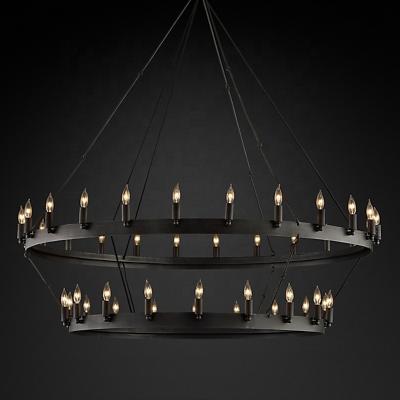 China American Modern Country Style Industrial Chandelier Rustic Black Iron Living Room Chandelier for sale