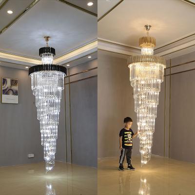 China Postmodern Luxury Crystal Chandelier Stairs Chandelier Modern Villa Long Crystal Chandelier for sale