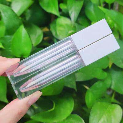 China Hot Eco-friendly Cosmetic Plastic Wand Empty Square Private Label Style Lip Gloss White Tube for sale