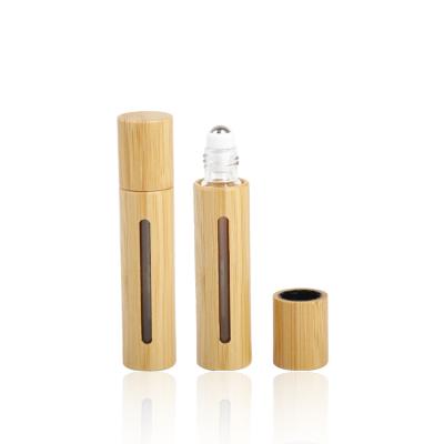 China Cosmetic Natural Bamboo Shell Wooden Roll On Perfume 8ml Bamboo Roll On Glass Bottle for sale